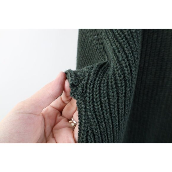 Vtg 90s Streetwear Mens Large Faded Cotton Ribbed Knit Henley Sweater Green USA - Picture 13 of 16
